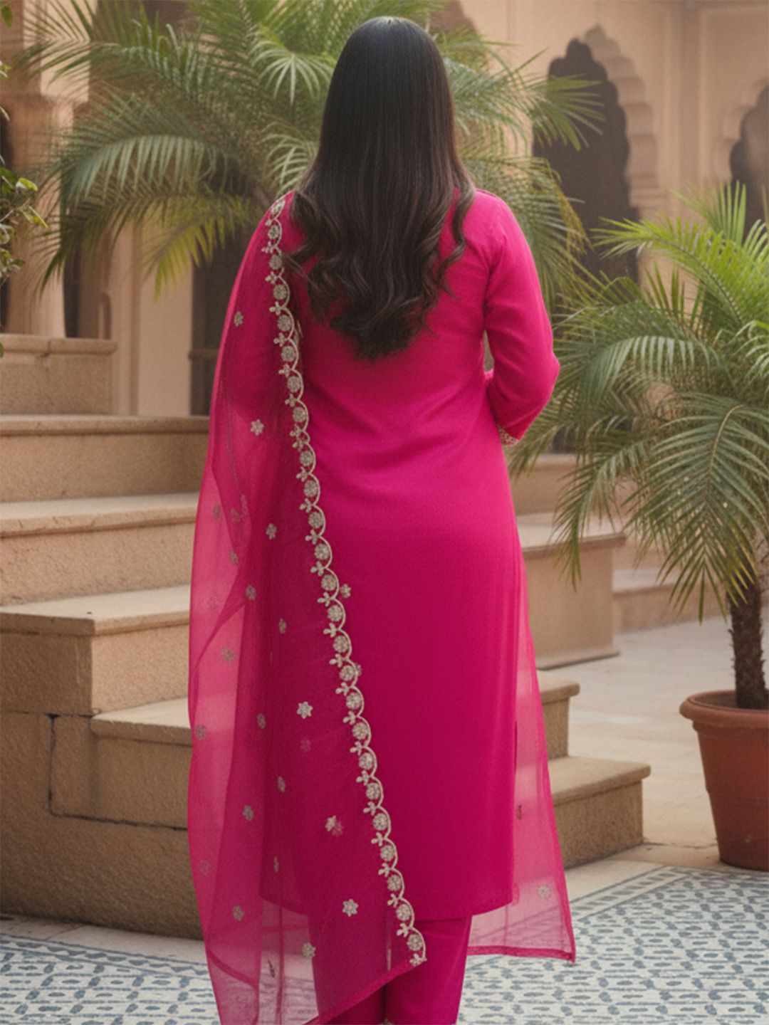 Women Ethnic Motifs Embroidered Kurta with Trousers & Dupatta