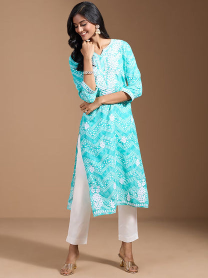 Dhiyona OD  Women Ethnic Motifs Embroidered Chikankari Kurta