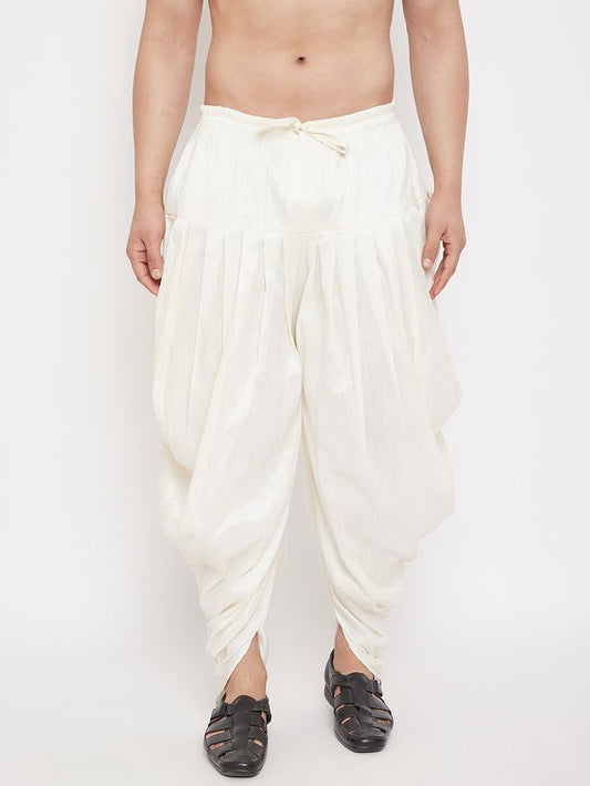 Men's Cream Silk Blend Regular Dhoti