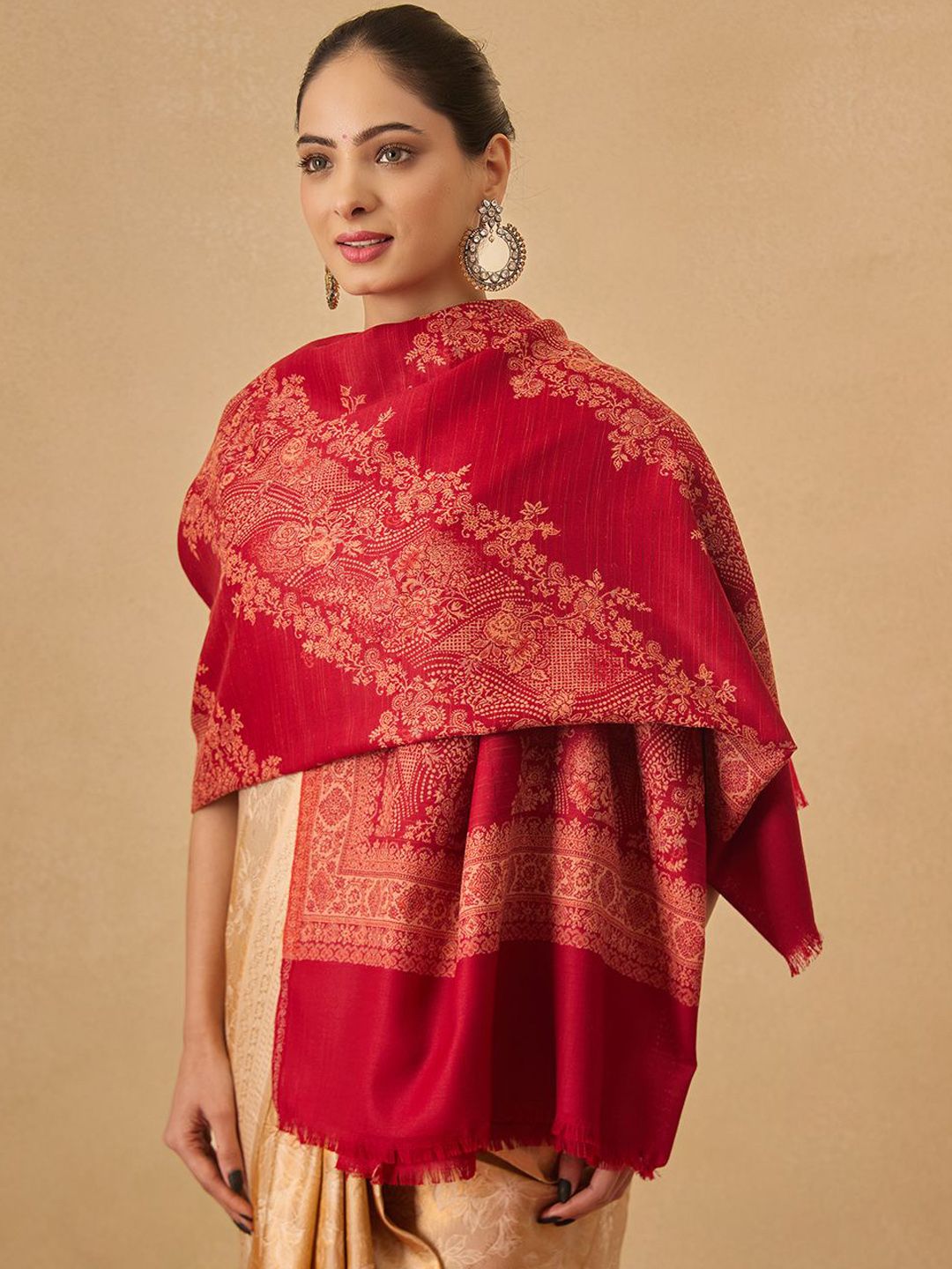 Dhiyona PA Floral Woven Design Kohsar Jamawar Shawl