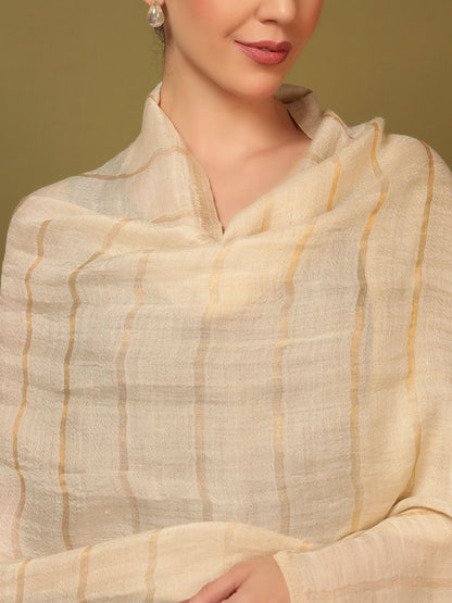 Dhiyona PA Striped Woven Design Woolen Reversible Shawl