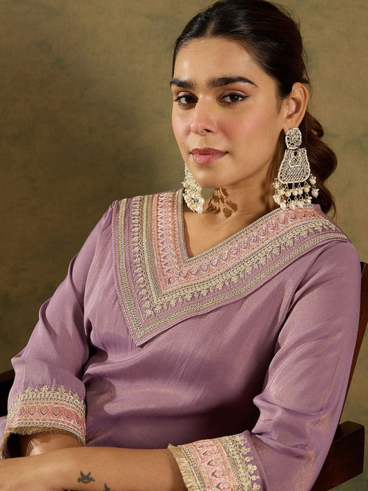 Ethnic Motifs Embroidered Kurta With Trousers