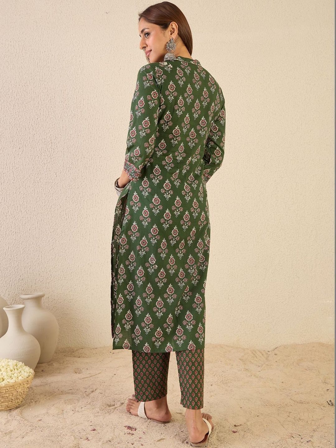 Women Ethnic Motifs Printed Regular Pure Cotton Kurta with Trousers