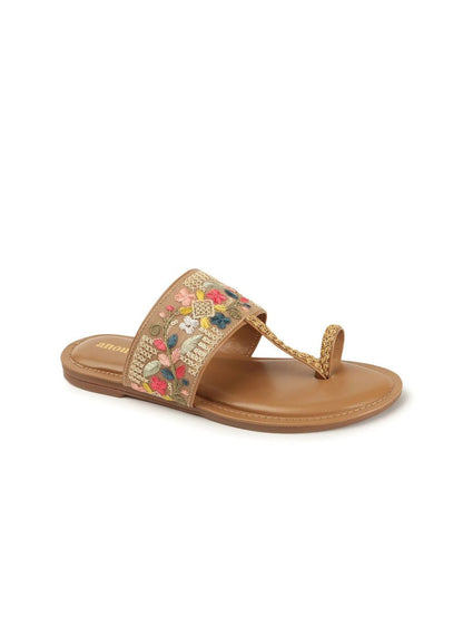 Dhiyona AK Women Ethnic Open Toe Flats with Embroidered