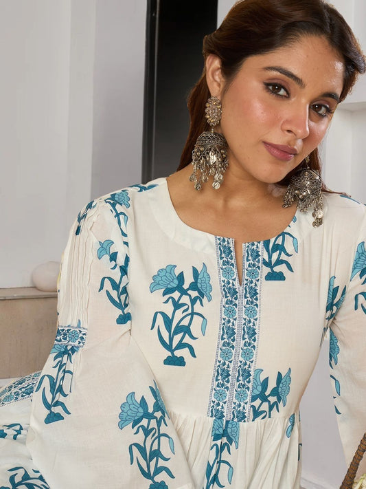 Women Floral Printed Regular Pure Cotton Kurta with Palazzos