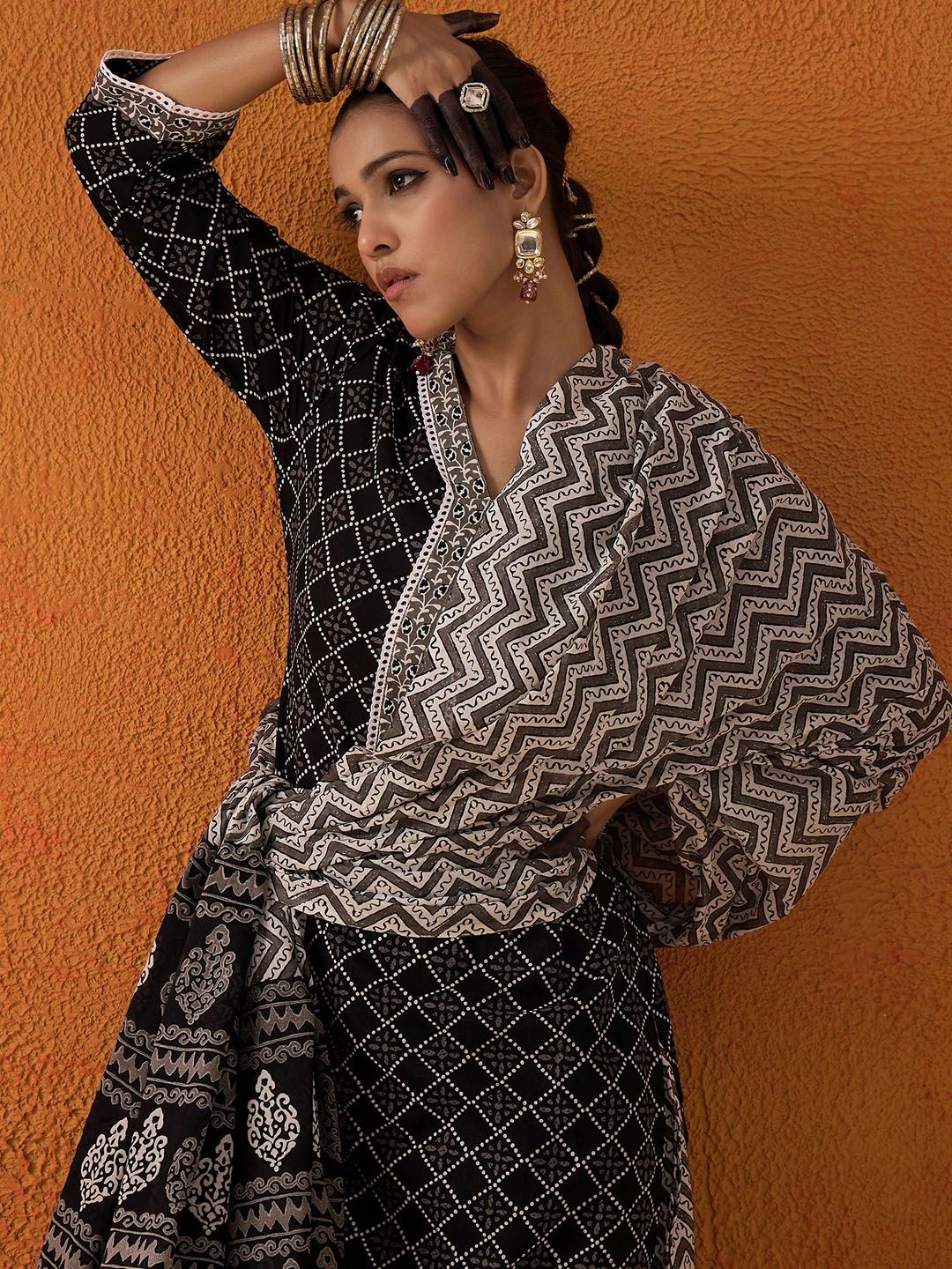 Dhiyona IE Printed Regular Pure Cotton Kurta with Salwar & Dupatta