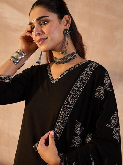 Women Ethnic Motifs Embroidered Pure Cotton Kurta with Trousers & Dupatta