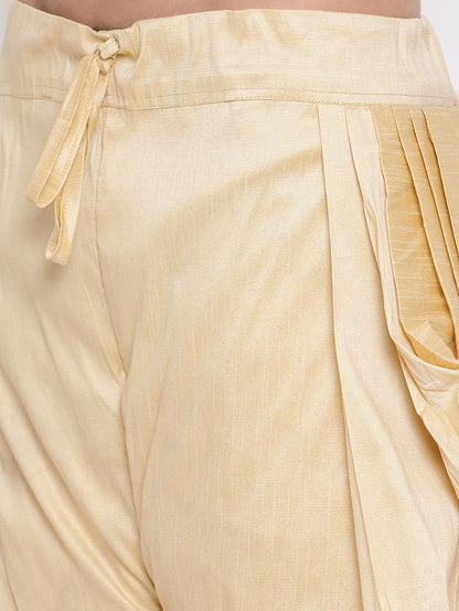 Men's Gold Silk Blend Regular Dhoti