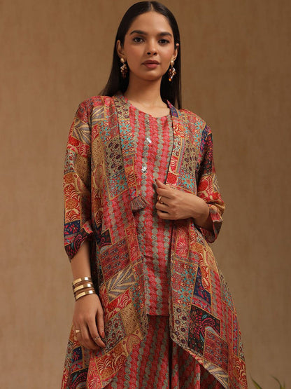 Dhiyona SO Women's Women Ethnic Motifs Printed Regular Sequinned Kurta with Patiala