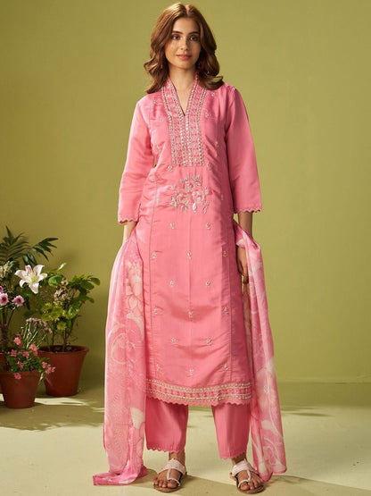 Women Floral Embroidered Kurta with Trousers & Dupatta