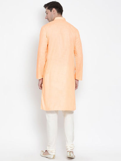 Men's Fawn Cotton Linen Straight Kurta Pyjama Set