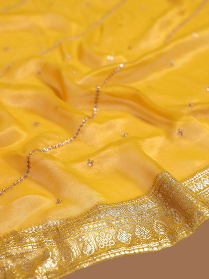 Dhiyona SO Women's Woven Design Ethnic Motifs Sequinned Straight Kurta with Trouser & Dupatta