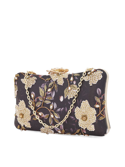 Dhiyona NR Floral Embroidered Box Clutch