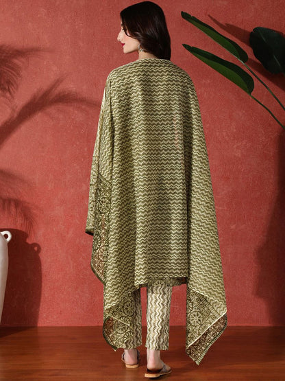 Dhiyona SN Women's Printed Pure Cotton Kurta & Trouser With Dupatta