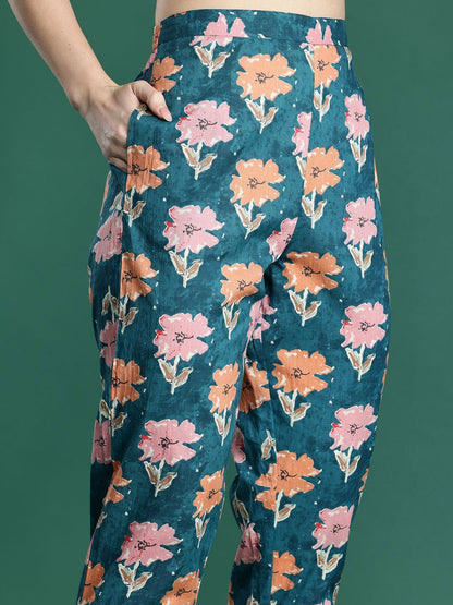 Dhiyona IE Printed Pure Cotton Tunic & Trouser Co-Ords