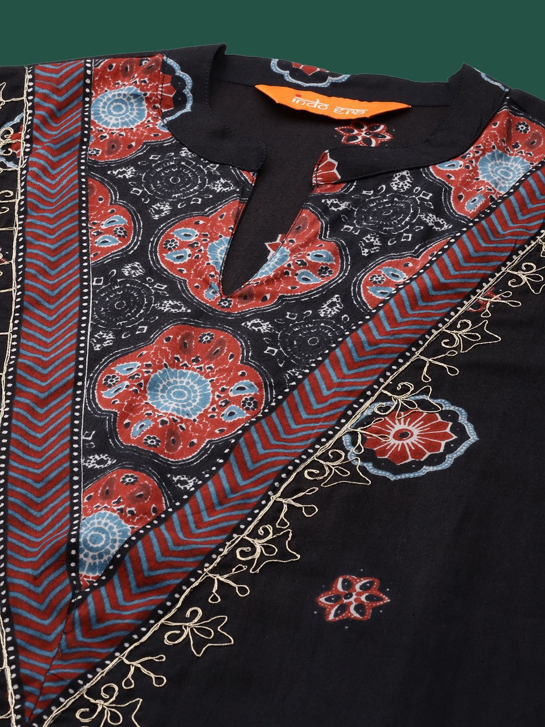 Dhiyona IE Indo era Printed Pure Cotton Top With Trousers Co-Ords