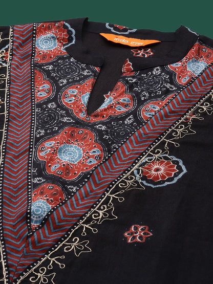 Dhiyona IE Indo era Printed Pure Cotton Top With Trousers Co-Ords