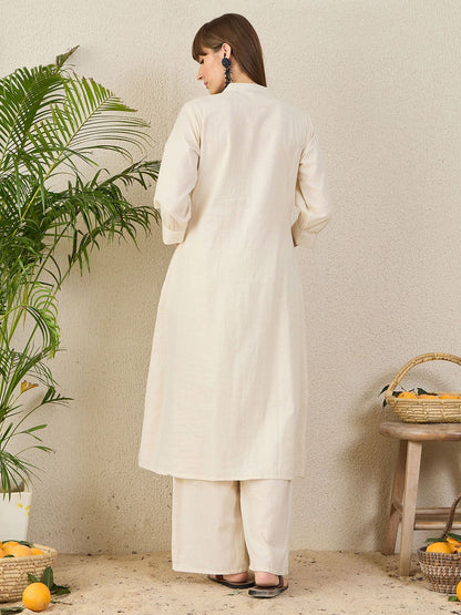Dhiyona IE Embroidered Pure Cotton Tunic With Trousers Co-Ords