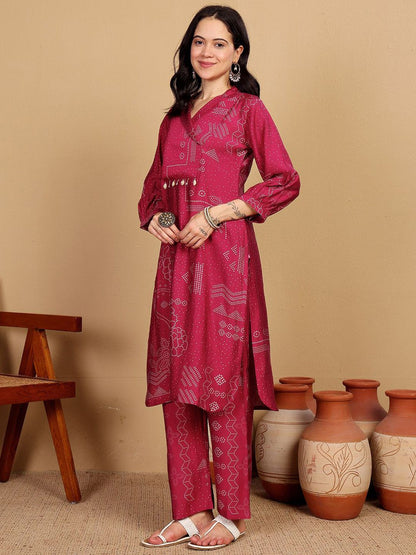 Dhiyona VA Women's Printed V-Neck Kurta with Trouser