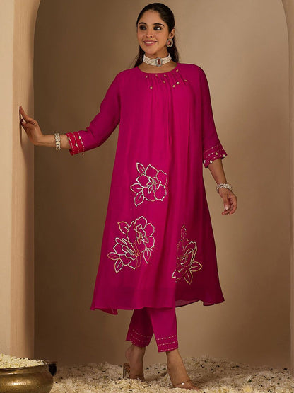 Dhiyona IE Women's Women Floral Printed A-Line Kurta with Trousers
