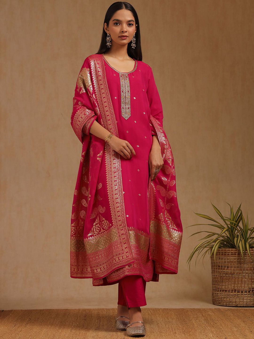 Dhiyona SO Women's Women Woven Design Kurta with Trousers & Dupatta