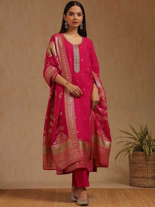 Dhiyona SO Women's Women Woven Design Kurta with Trousers & Dupatta