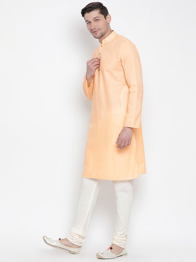 Men's Fawn Cotton Linen Straight Kurta Pyjama Set