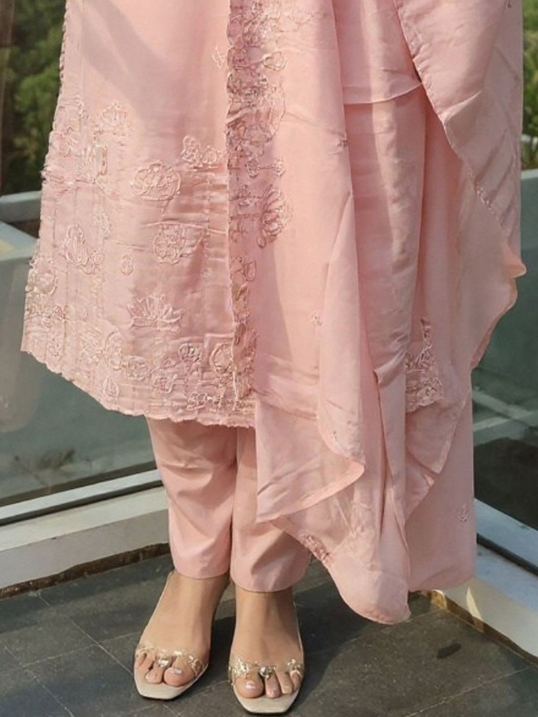 Women Floral Embroidered Cotton Kurta with Trousers & Dupatta