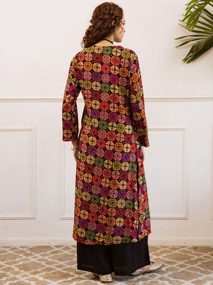 Dhiyona IE Printed Round Neck A-Line Tunic & Palazzo