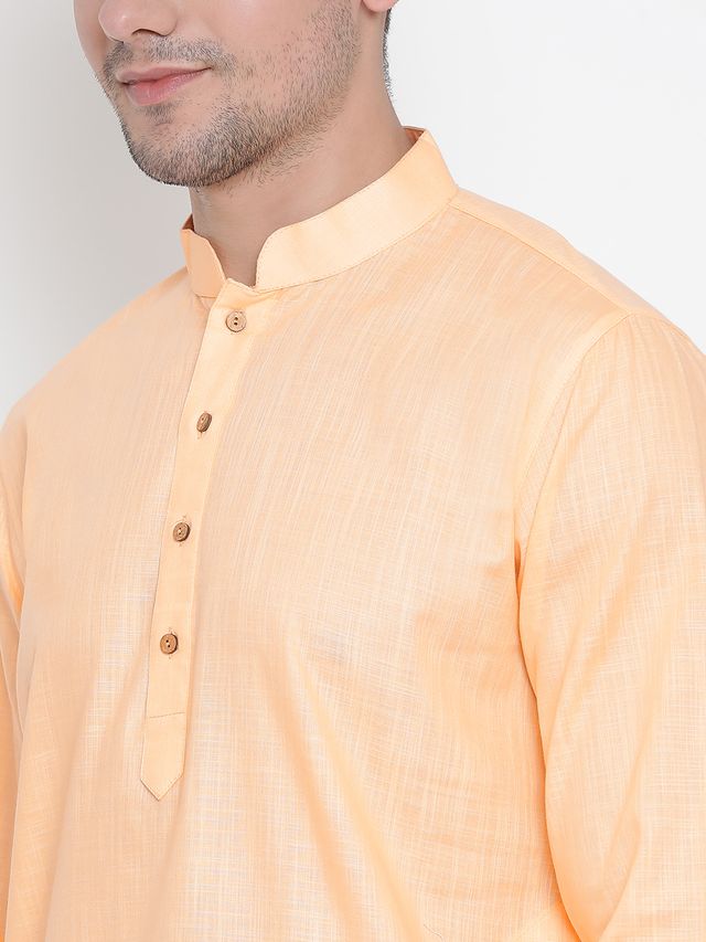 Men's Fawn Cotton Linen Straight Kurta Pyjama Set