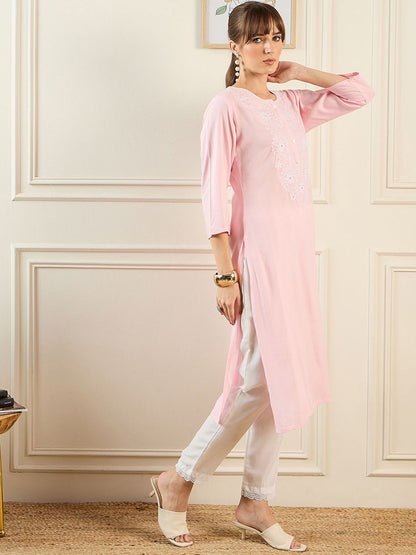 Dhiyona IE Women Floral Embroidered Thread Work Floral Kurta