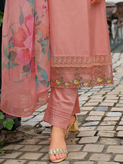 Women Floral Embroidered Regular Thread Work Kurta with Trousers & With Dupatta