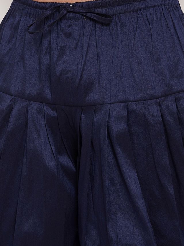 Men's Navy Blue Silk Blend Regular Dhoti