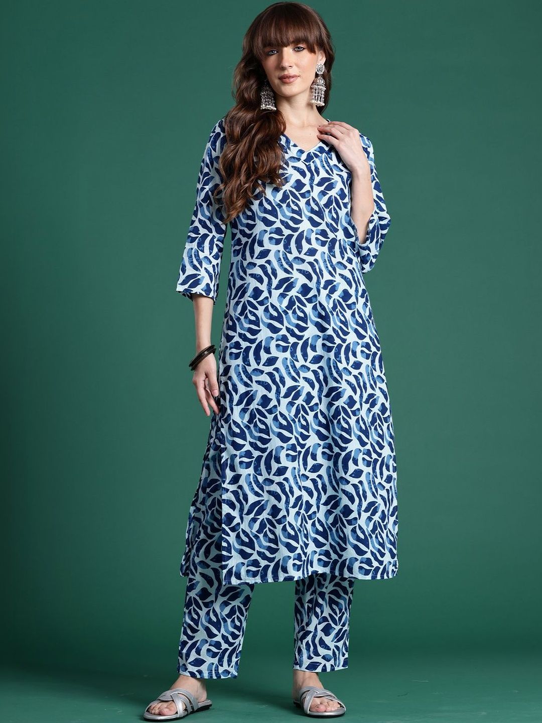Women Printed Regular Pure Cotton Kurta with Trousers
