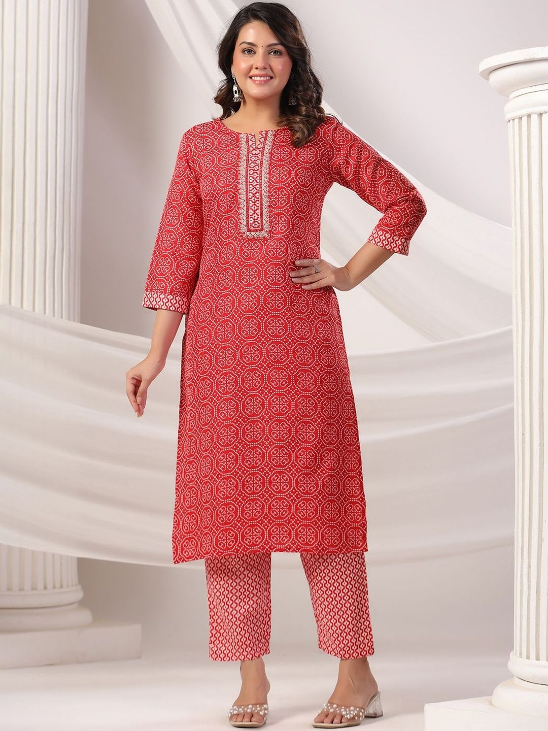 Women Ethnic Motifs Printed Regular Pure Cotton Kurta with Trousers & Dupatta