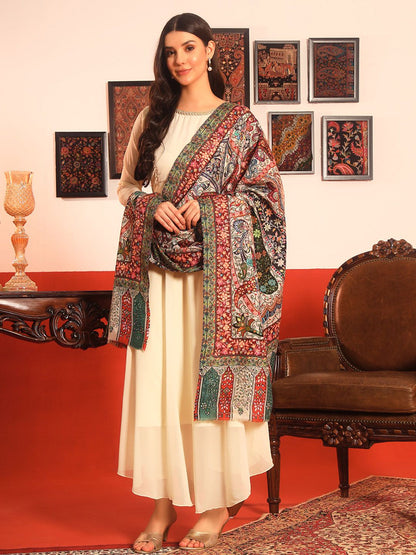 Dhiyona PA Paisley Kalamkari Printed Woollen & Silk Shawl