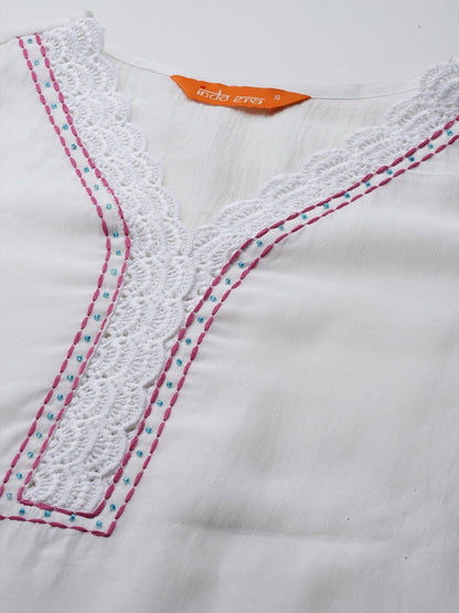 Women Floral Embroidered Regular Thread Work Kurta with Trousers & With Dupatta