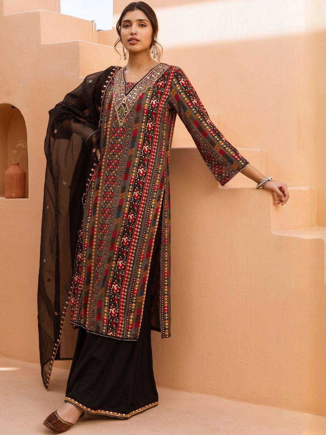 Women Ethnic Motifs Printed Kurta with Palazzos & Dupatta