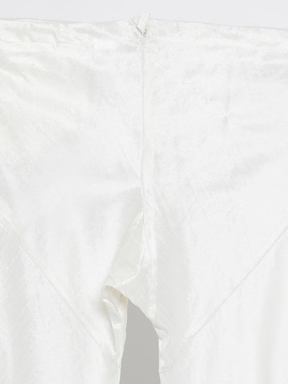 Men's Cream Silk Blend Straight Jacket  Kurta and Pyjama Set