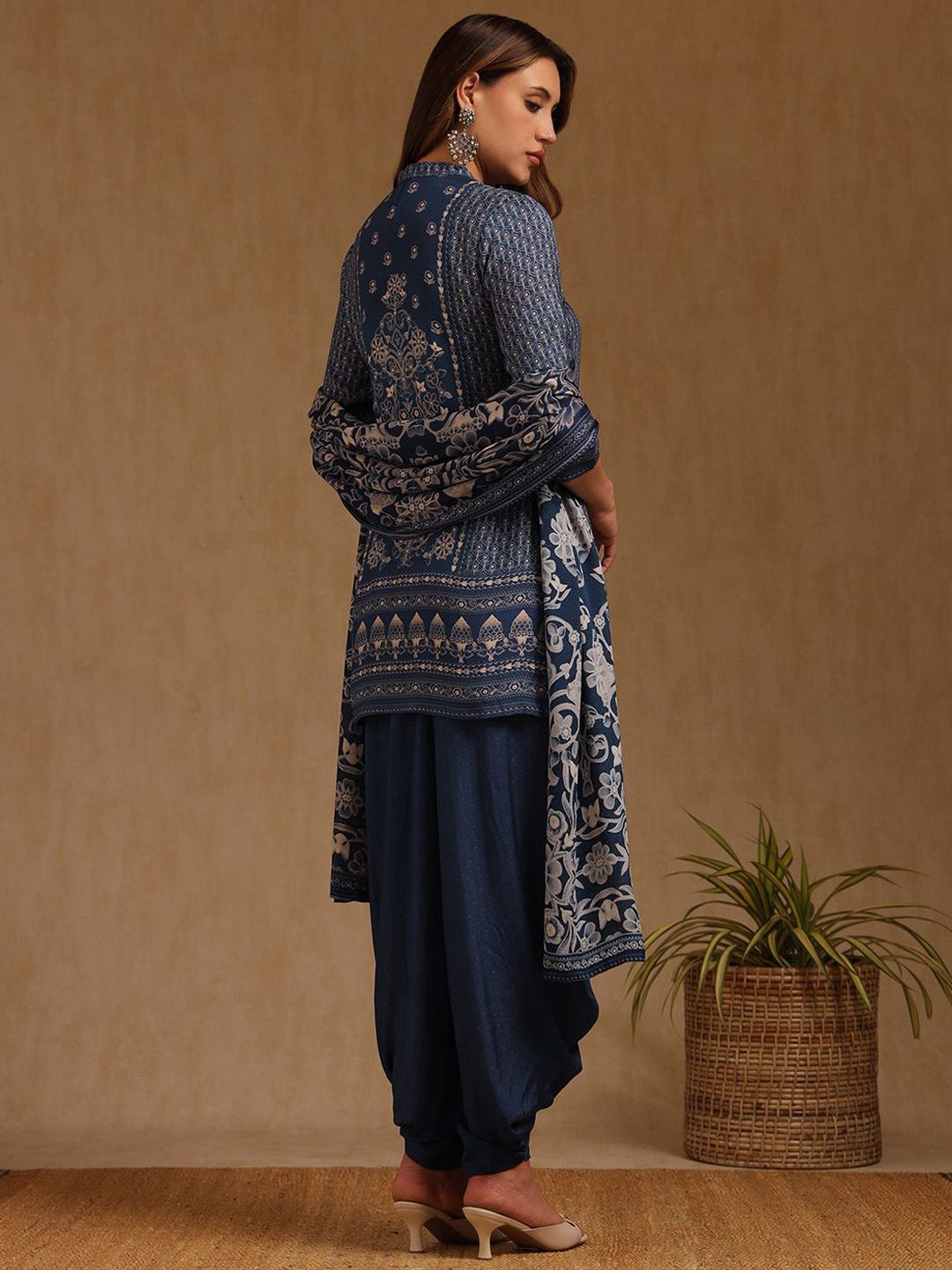 Dhiyona SO Women's Women Ethnic Motifs Printed Kurti with Dhoti Pants & Dupatta
