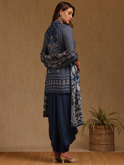 Dhiyona SO Women's Women Ethnic Motifs Printed Kurti with Dhoti Pants & Dupatta