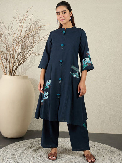 Dhiyona IE Printed Pure Cotton Straight Tunic With Trousers Co-Ords