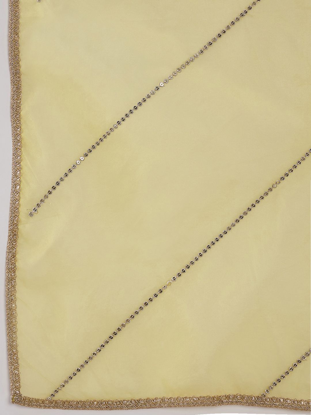 Floral Yoke Design Sequnnied Straight Kurta With Trousers & Dupatta