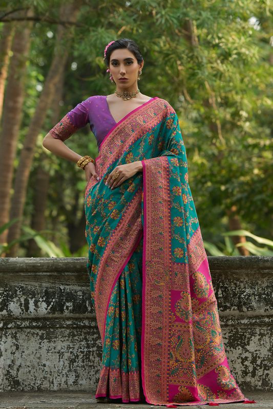 Rama Purple Pashmina Silk Saree