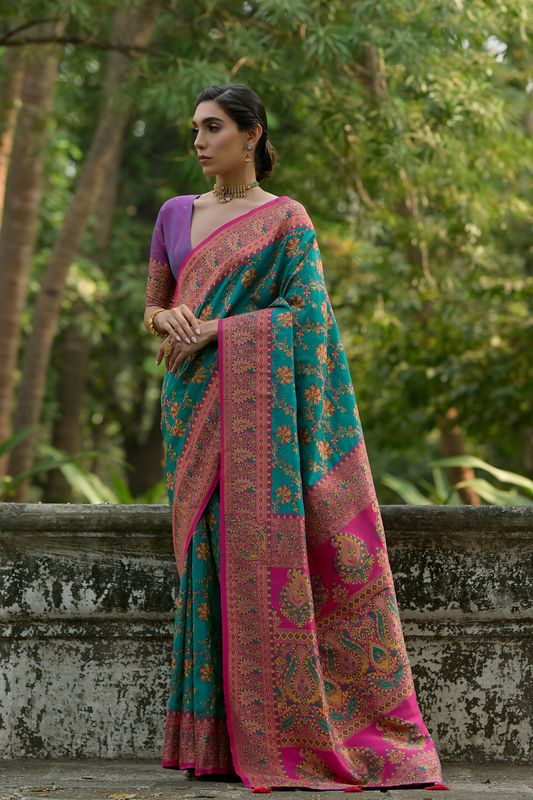 Rama Purple Pashmina Silk Saree