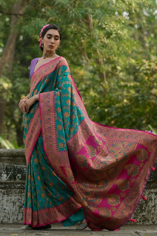 Rama Purple Pashmina Silk Saree