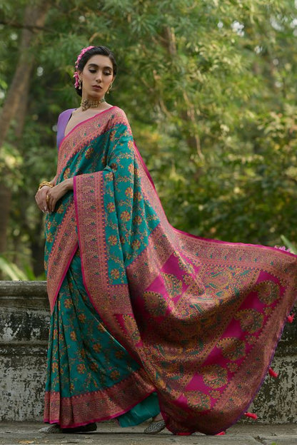 Rama Purple Pashmina Silk Saree