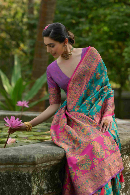 Rama Purple Pashmina Silk Saree