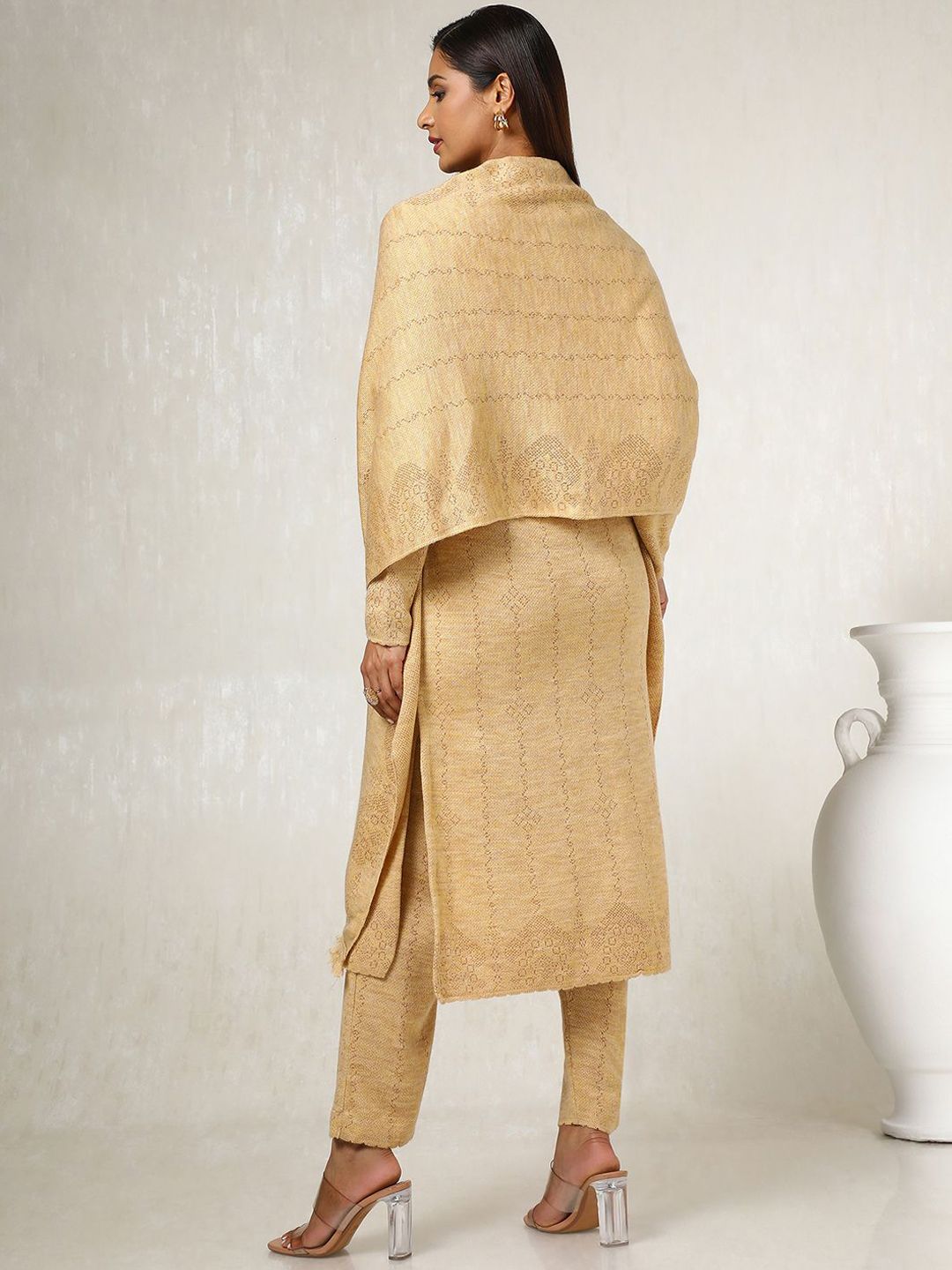 Dhiyona SO Women's Self-Design Ethnic Motifs Mandarin Collar Straight Kurta with Trousers & With Dupatta