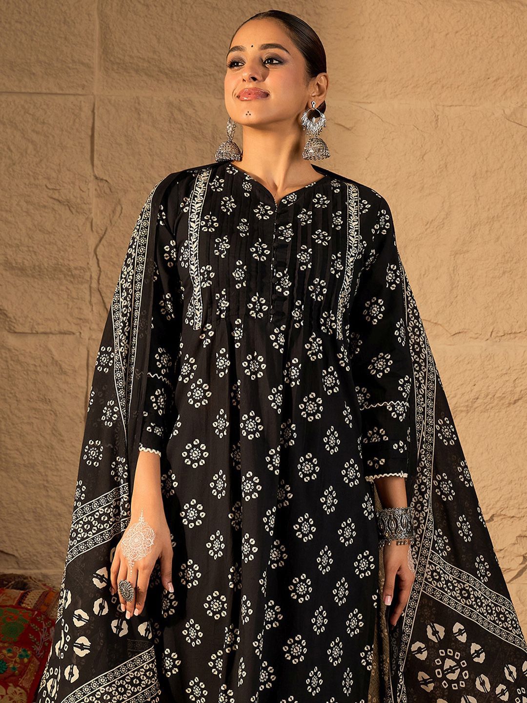 Women Ethnic Motifs Printed Pure Cotton Kurta with Trouser & Dupatta
